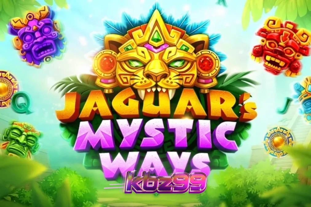 ภาพกราฟิกสล็อต Jaguar’s Mystic Ways ที่แสดงวิหารโบราณและสัญลักษณ์เสือจากัวร์